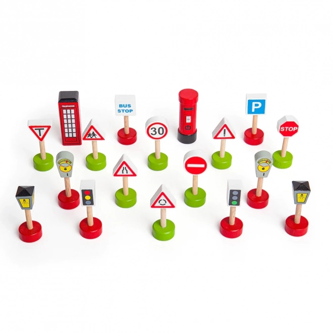 Bigjigs Rail Wooden Traffic Signs Set