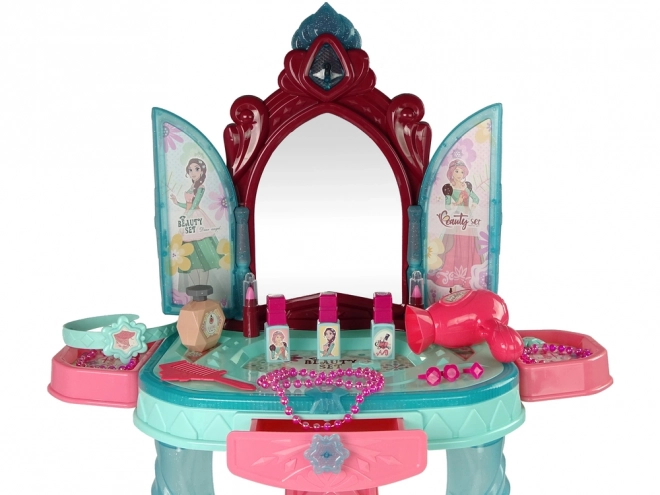 Vanity Set with Mirror, Lights, and Sound - Dark Pink