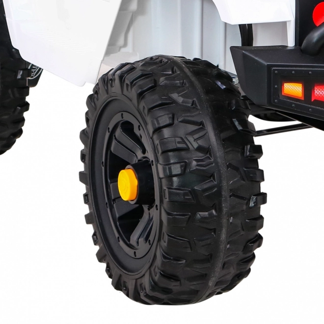 Mașină pe baterii Jeep Dark Night pentru copii + pornire lentă + EVA + LED audio – Bílé
