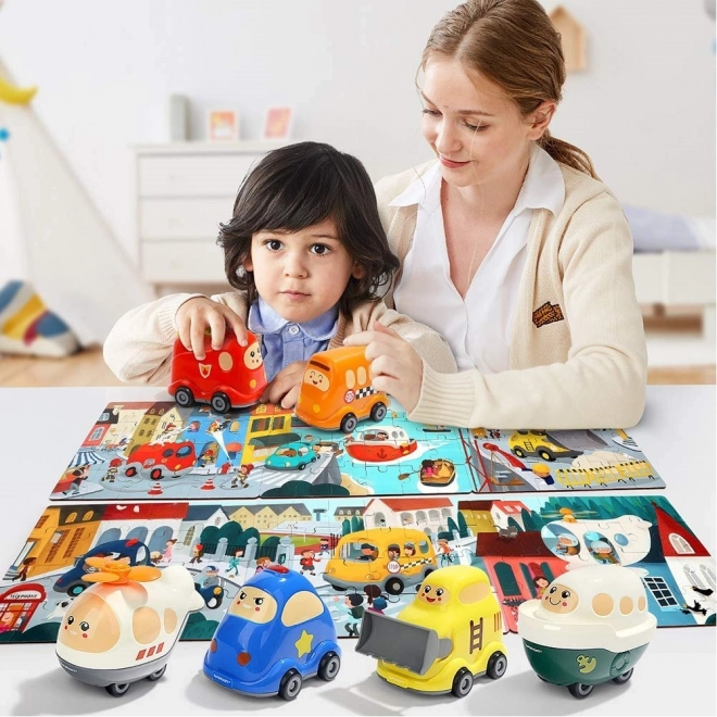 Top Bright Wooden Puzzle with Bulldozer Toy