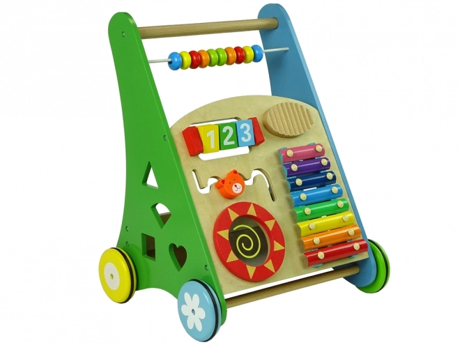 Colorful Wooden Walker with Xylophone and Shape Sorter