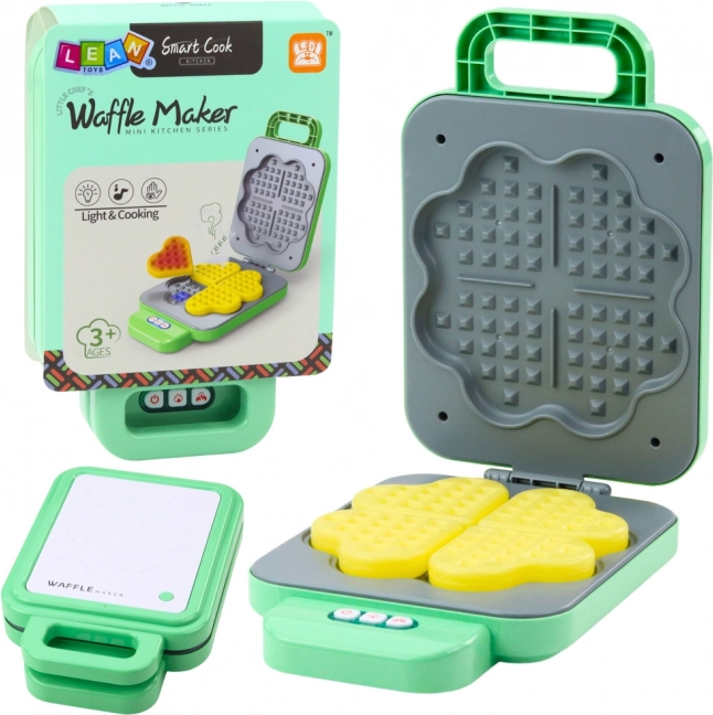 Children's toy waffle maker on batteries with light effects green