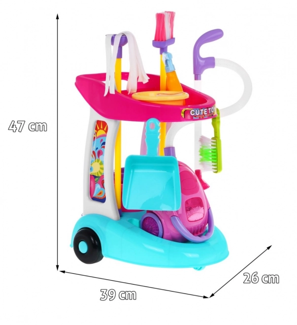 Large Cleaning Cart Toy Set with Interactive Vacuum for Kids 3+