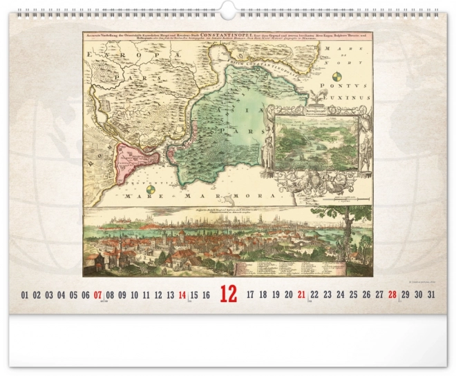 Wall calendar old maps 2025