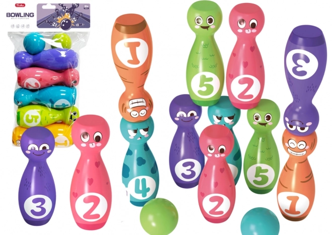 Colorful Bowling Set with Faces