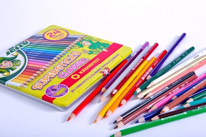 Supersticks Color Pencils Set 24 Colors in Metal Box