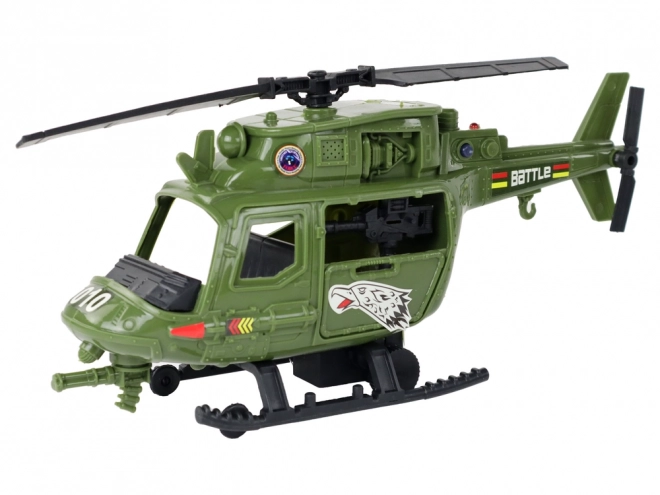 Military Set: Helicopter, Combat Vehicle, Control Tower, Soldier
