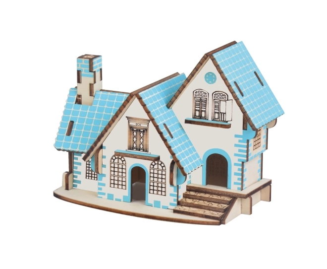 Wooden 3D Puzzle Blue House