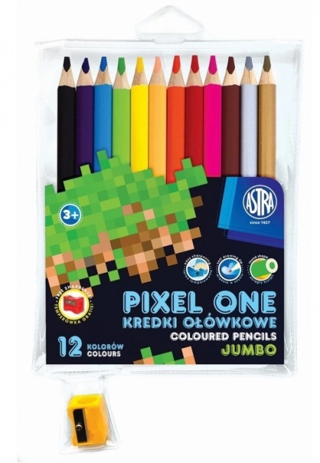 Astra Jumbo Colored Pencils Pastel One Set with Sharpener