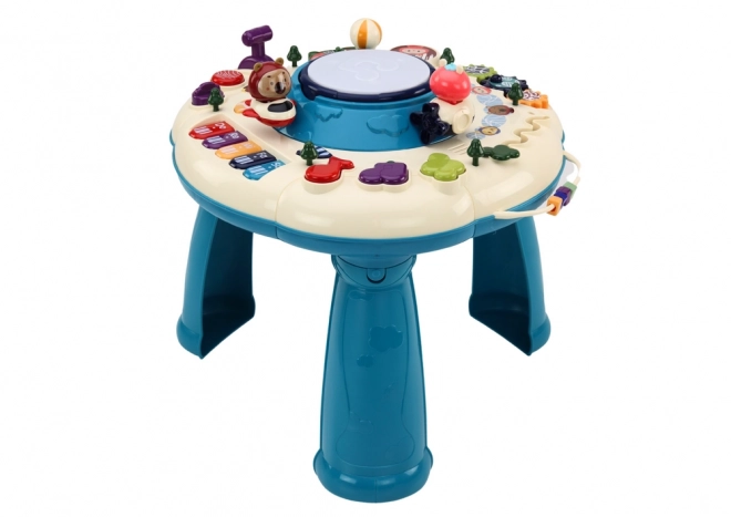 Interactive Educational Table with Piano and Drum - Blue