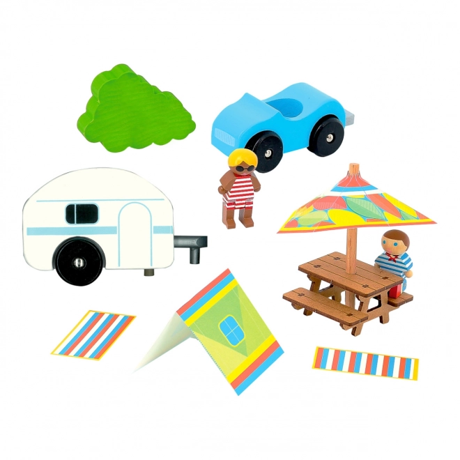 Wooden Figures Camping Holiday Set