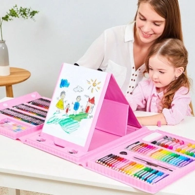 Art Set in Pink Carry Case with 208 Pieces