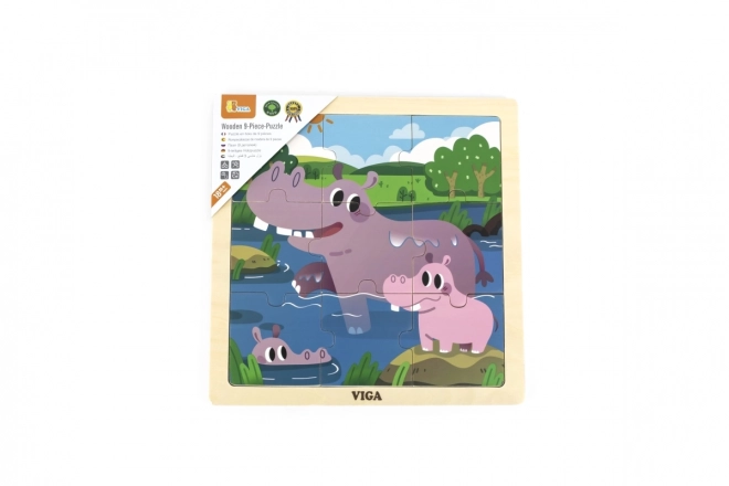 Wooden Puzzle with Hippos