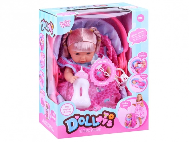 Doll In Carrier With Accessories