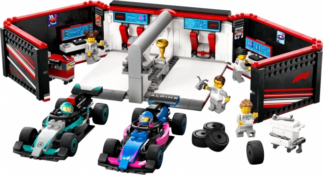 Lego City F1 Garage with Mercedes-AMG and Alpine Cars