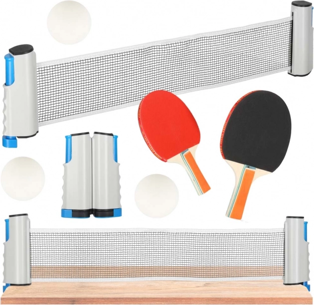 Kit de ping-pong avec filet extensible, raquettes et balles