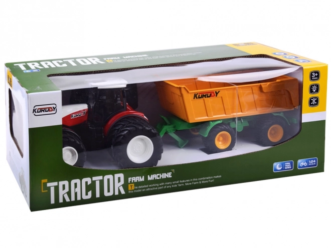 Remote Control Tractor with Rubber Wheels and Trailer