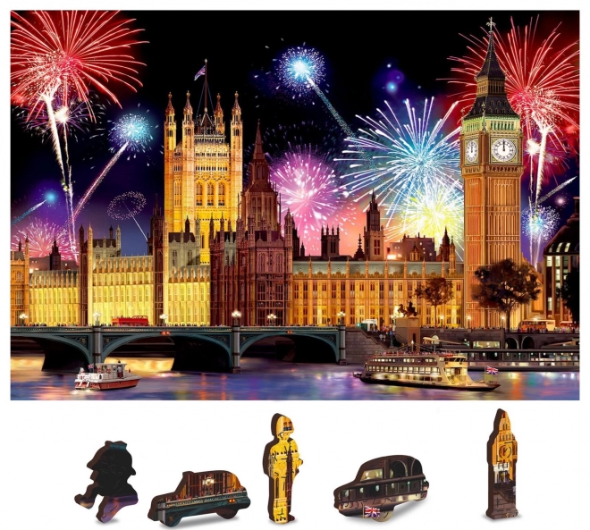 Wooden City Wooden Puzzle Night London 2-in-1, 600 Pieces Eco-Friendly