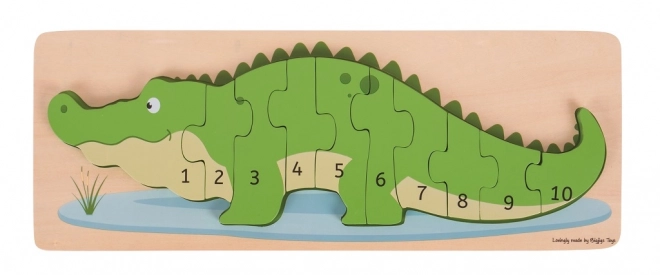 Colorful Wooden Crocodile Number Puzzle by Bigjigs Toys