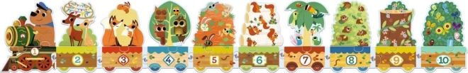 Djeco Puzzle Train with Animals and Numbers 20 Pieces