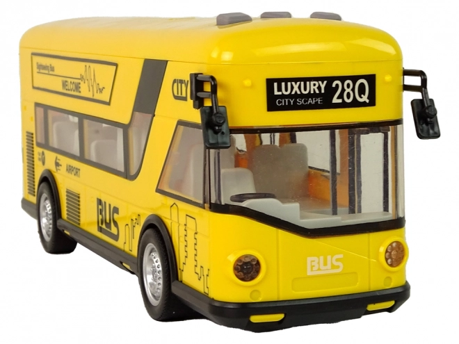 Yellow City Bus Toy with Friction Drive