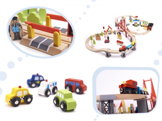 Wooden Train Set with Tracks and Accessories