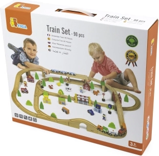 wooden train set 90 pieces
