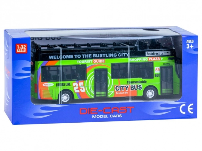 Metal Double Decker Bus with Opening Doors – green