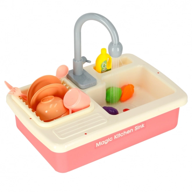 Sink Play Set with Real Water and Accessories - Pink