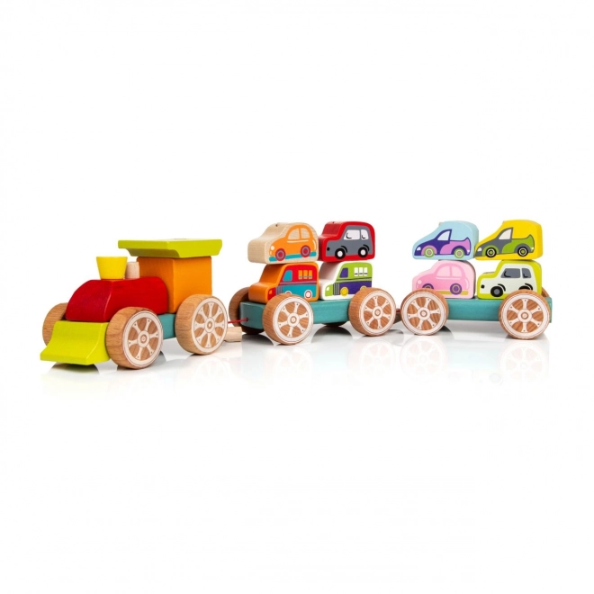 Wooden Train Set with Cars Puzzle 14 Pieces