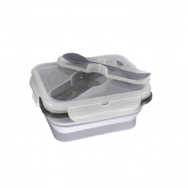 Silicone Snack Box with Cutlery - Dove Grey