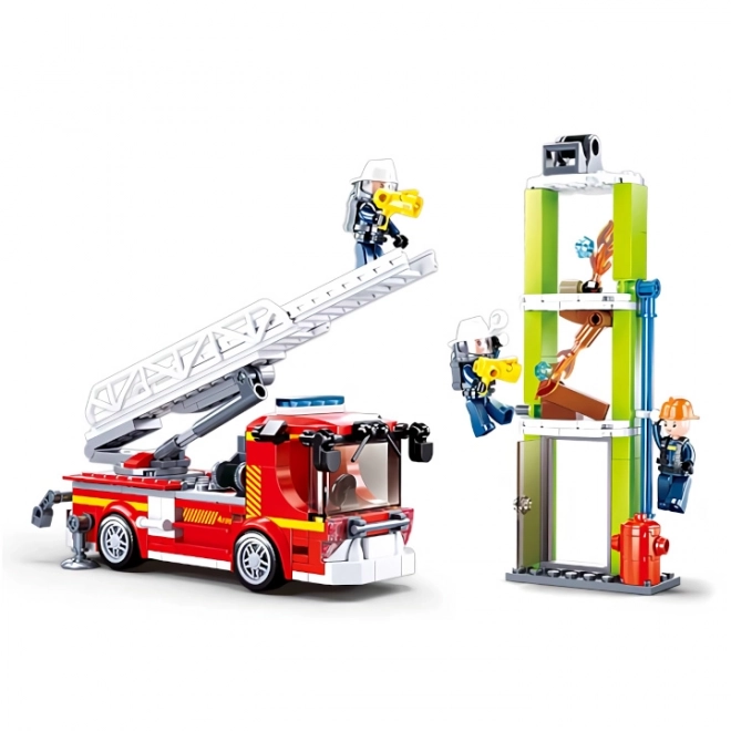 Fire Truck with Telescopic Ladder Building Set