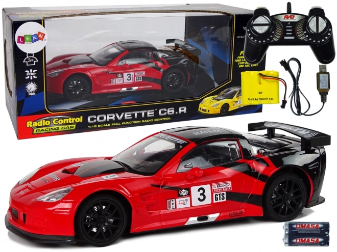 Remote Control Racing Corvette C6.R Red 1:18 with Lights