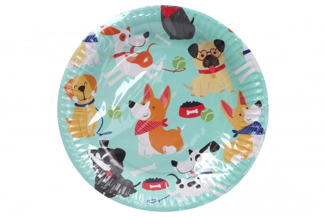 Party Plates with Dog Design 23 cm