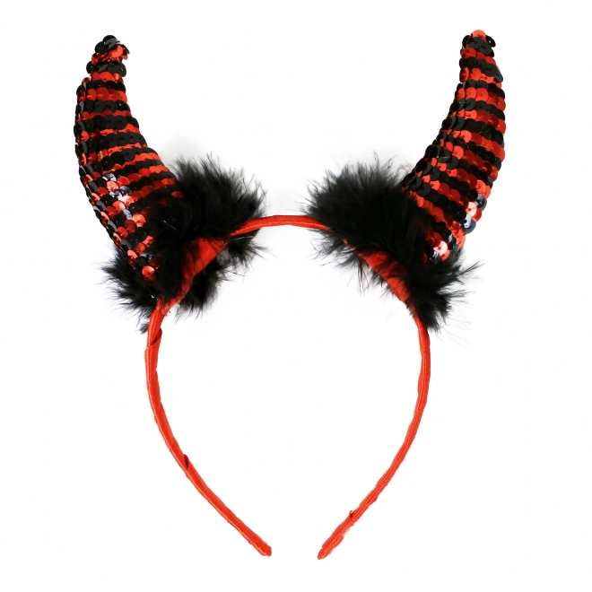 Sparkling Devil Horns with Sequins and Feathers