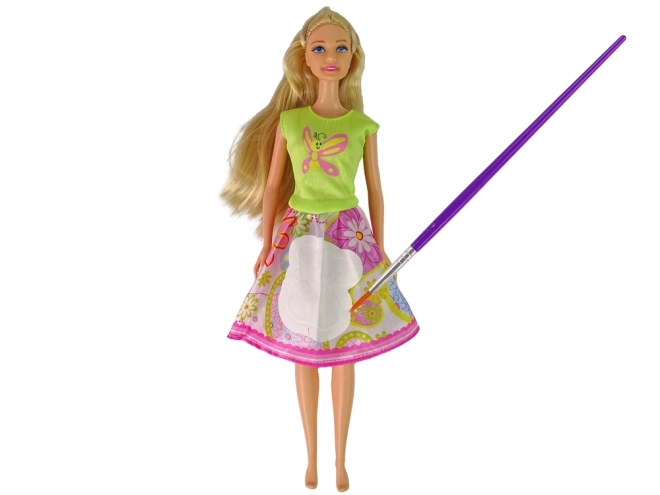 Fashion Design Doll with Long Hair and Paintable Dress