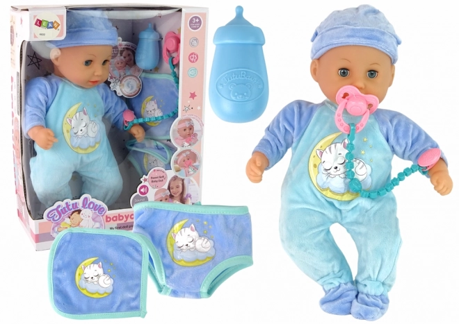 Baby Doll with Sound and Blue Pajamas Kitten Design