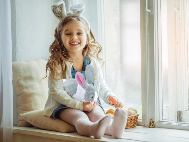 Interactive Bunny Toy with Carrot – gray