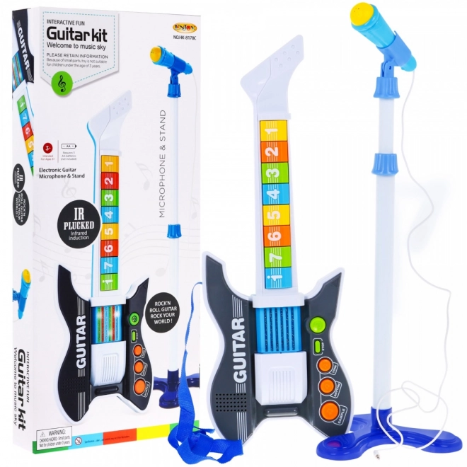 Colorful Electric Guitar with Microphone for Kids 3+