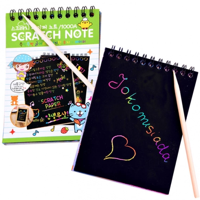 Rainbow Scratch Art Notepad with Stylus – green