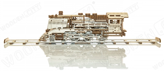 Wooden 3D Puzzle Express Train with Rails