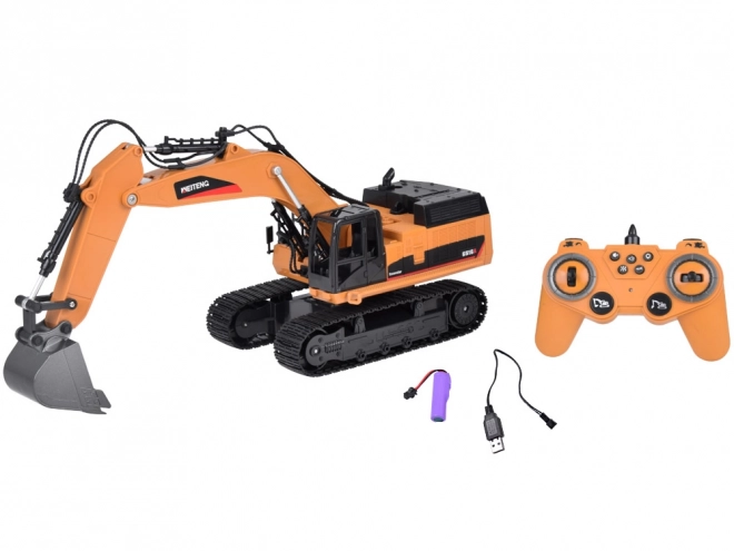 Remote Control Excavator Toy with LED, Sound, and Smoke Effects