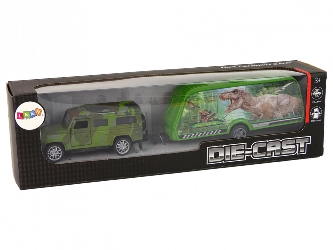 Jeep Vehicle Set With Trailer And Dinosaurs