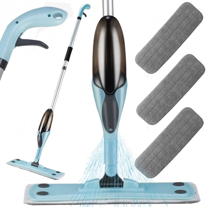 Flat Mop with Rotating Sprayer and Microfiber Pads