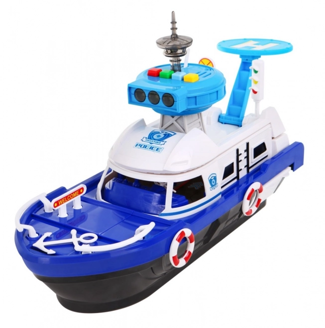 Interactive Police Boat 2-in-1 with Storage and Vehicles for Kids 3+