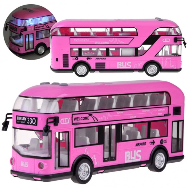 Pink Double-Decker Bus with Sound and Light Effects