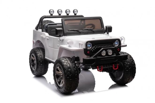 Battery-Powered White 4x4 Ride-On Car