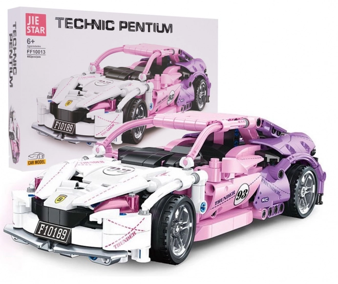 Pink Sports Car Building Block Set