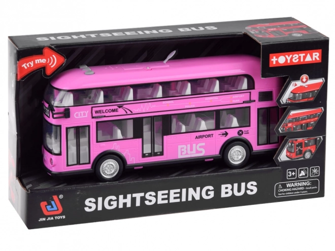 Pink Double-Decker Bus with Sound and Light Effects