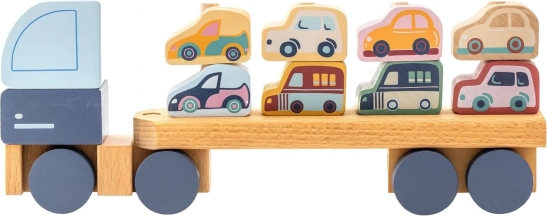 Cubika pastel truck with cars – wooden puzzle 12 pieces